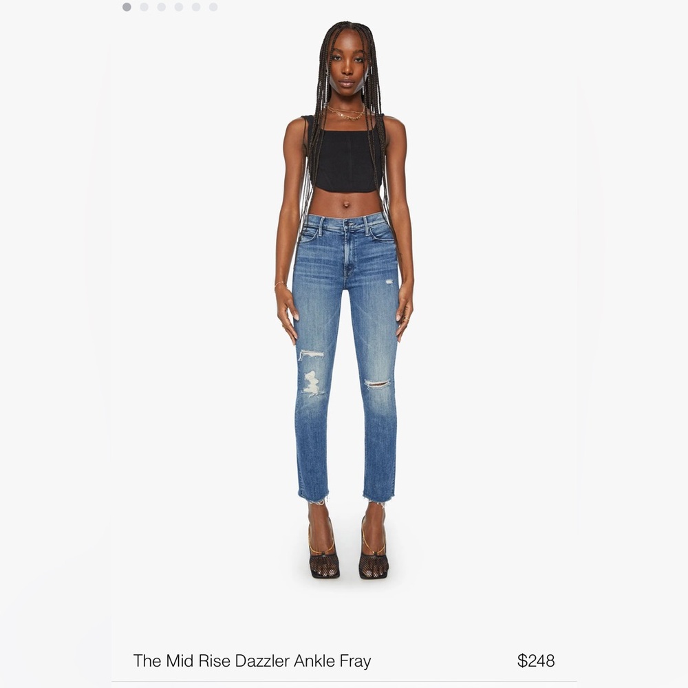 Mother Jeans The Midrise Dazzler Ankle Fray